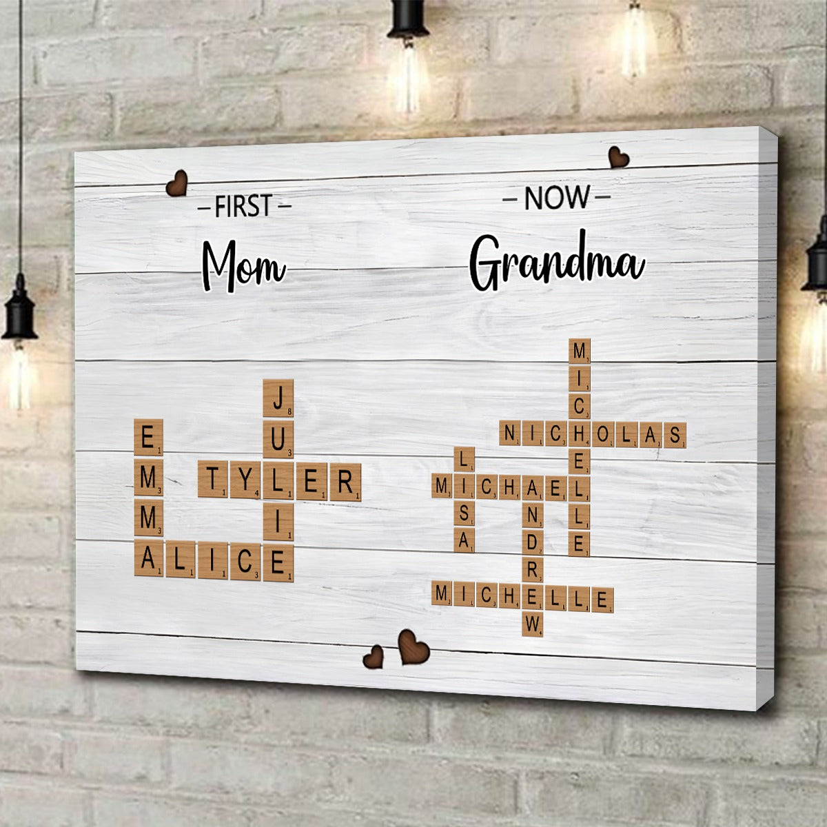 First Mom Now Grandma Crossword Puzzle Art Personalized Canvas Poster