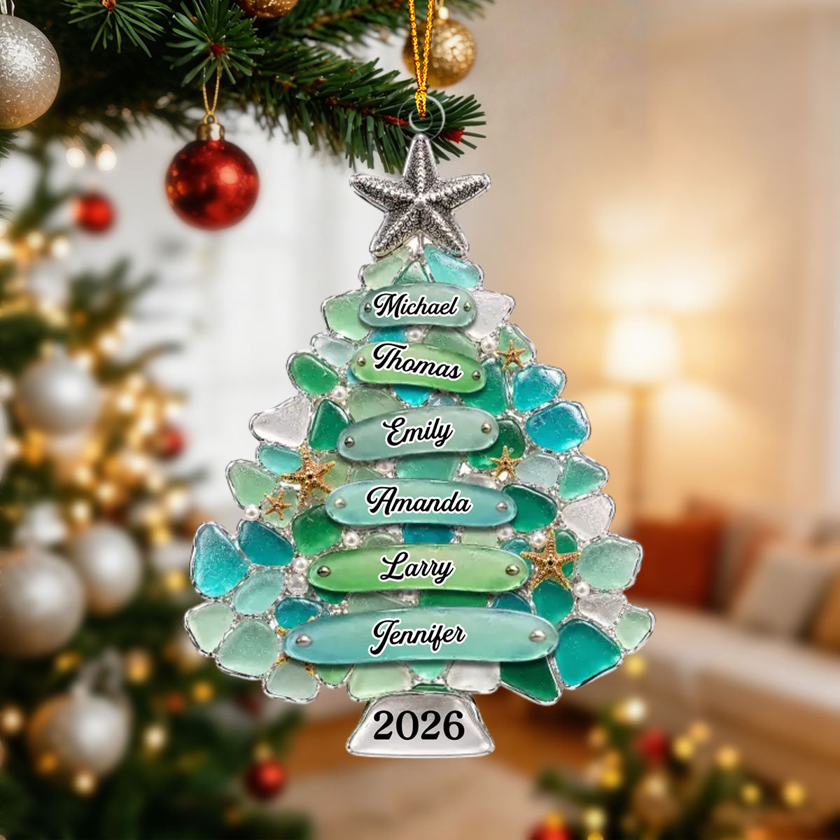Custom Sea Glass Acrylic Ornament – Personalized Christmas & Birthday Gift For Family | Home Filled With Cheer