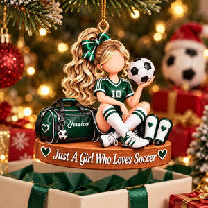Just a Girl Who Loves Soccer - Personalized Soccer Ornament, Christmas Gift for Soccer Player