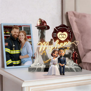 Firefighter Wedding Couple - Personalized Acrylic Plaque Gifts For Husband, Wife