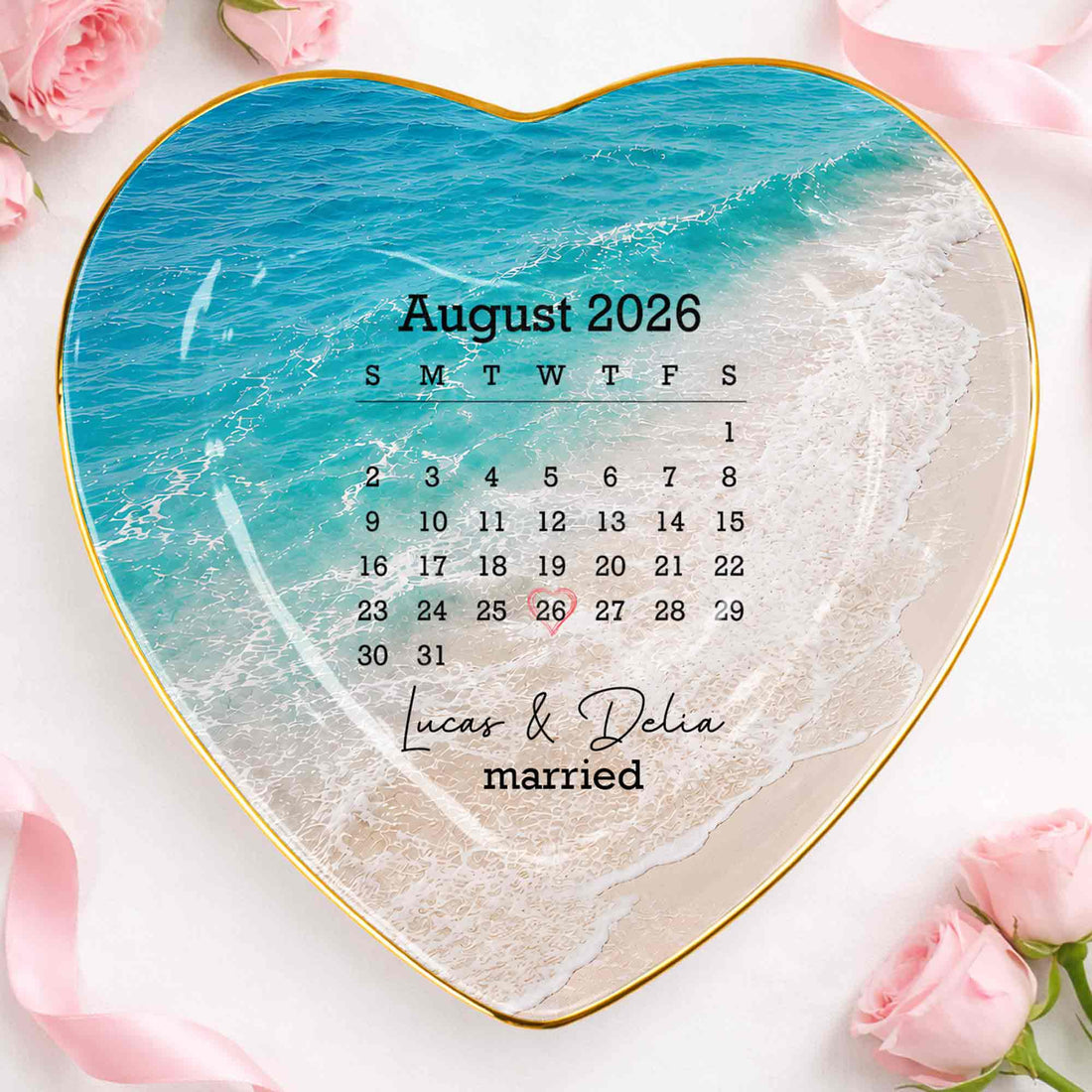 Personalized "Married" Jewelry Dish – Gift For Couples
