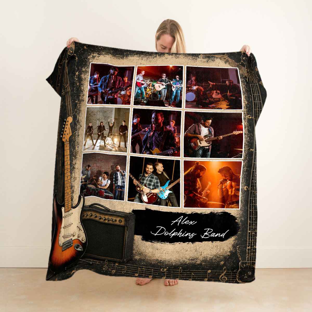 Custom Rock Band Photo Collage Blanket – Personalized Gift For Guitarists & Music Lovers