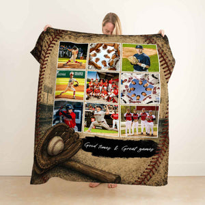 Custom Baseball Photo Blanket – Personalized Gift For Son & Baseball Players | Team Senior Gift