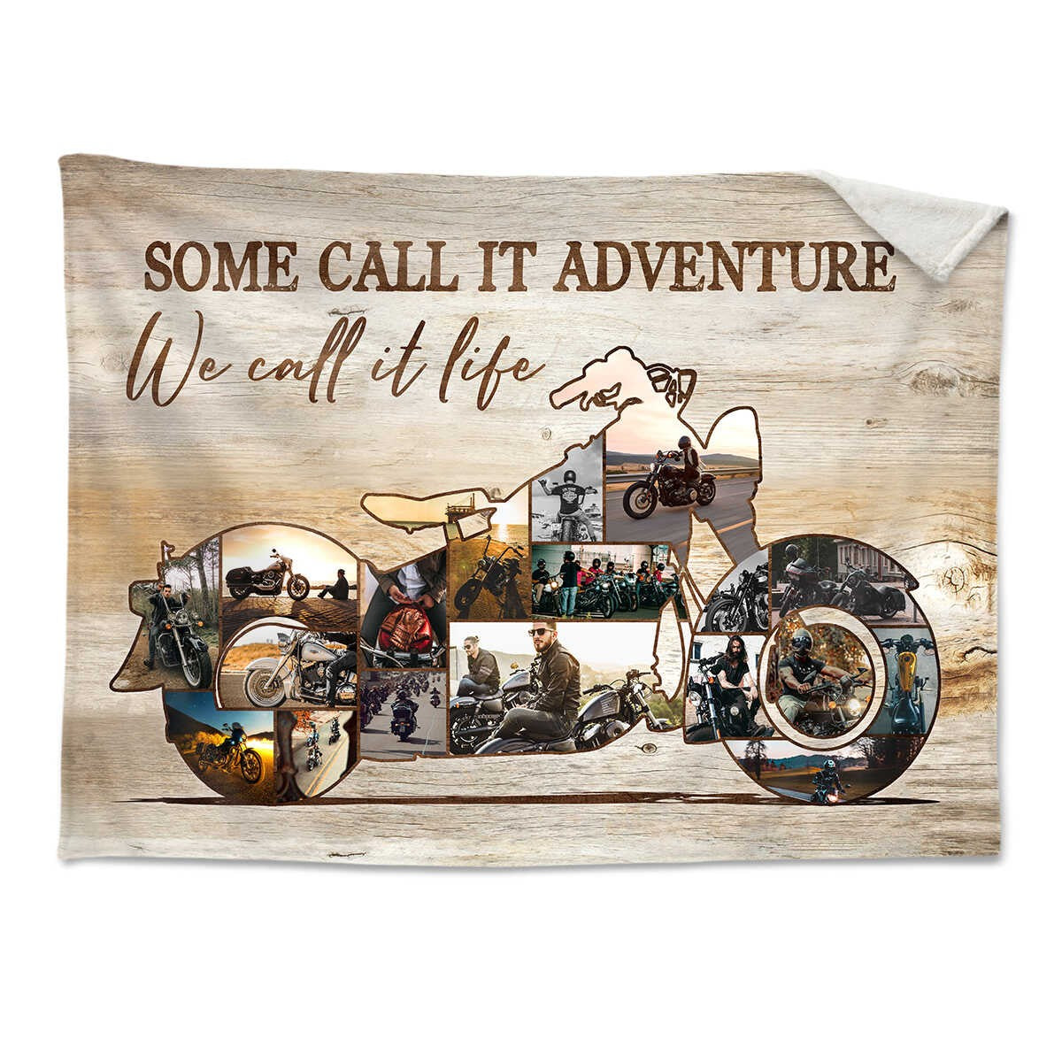 Custom Motorcycle Photo Collage Fleece Blanket – Personalized Gift For Bikers