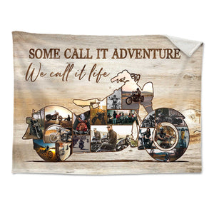 Custom Motorcycle Photo Collage Fleece Blanket – Personalized Gift For Bikers