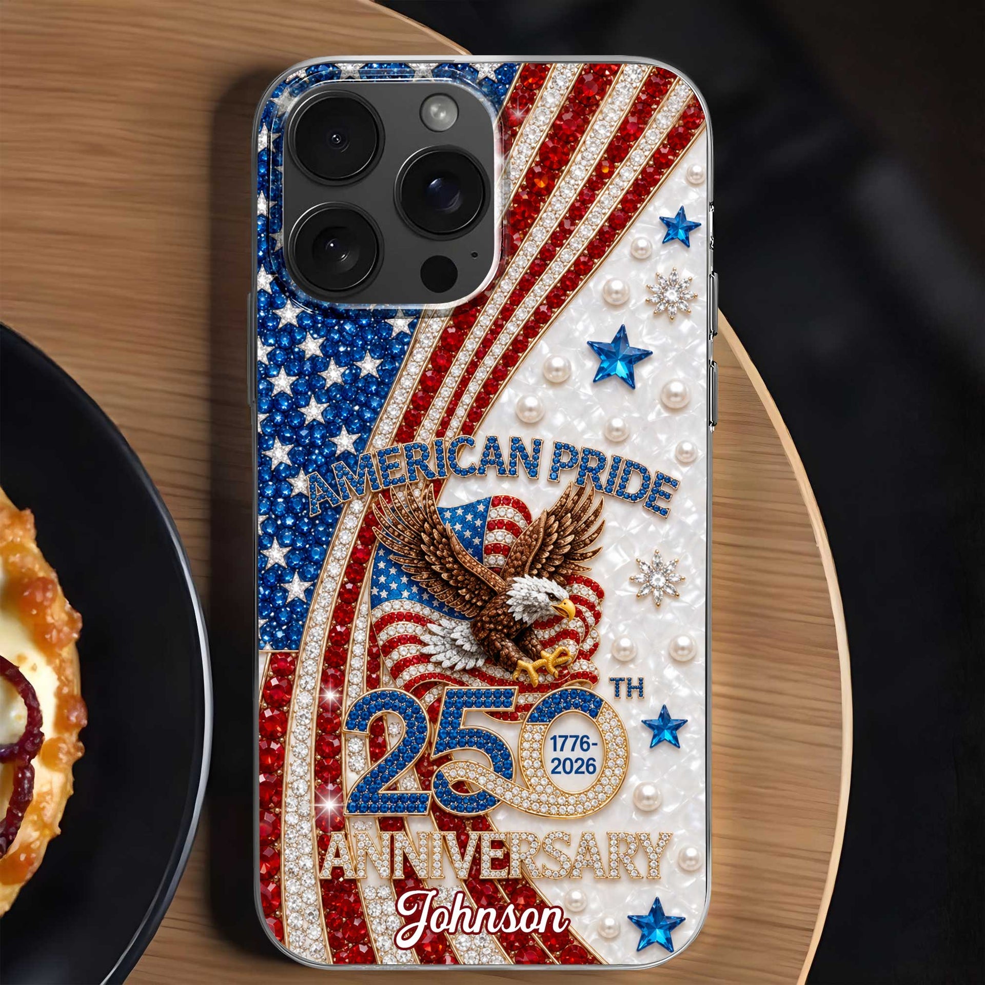 Personalized American Pride Clear Phone Case Anniversary Gift for Patriots