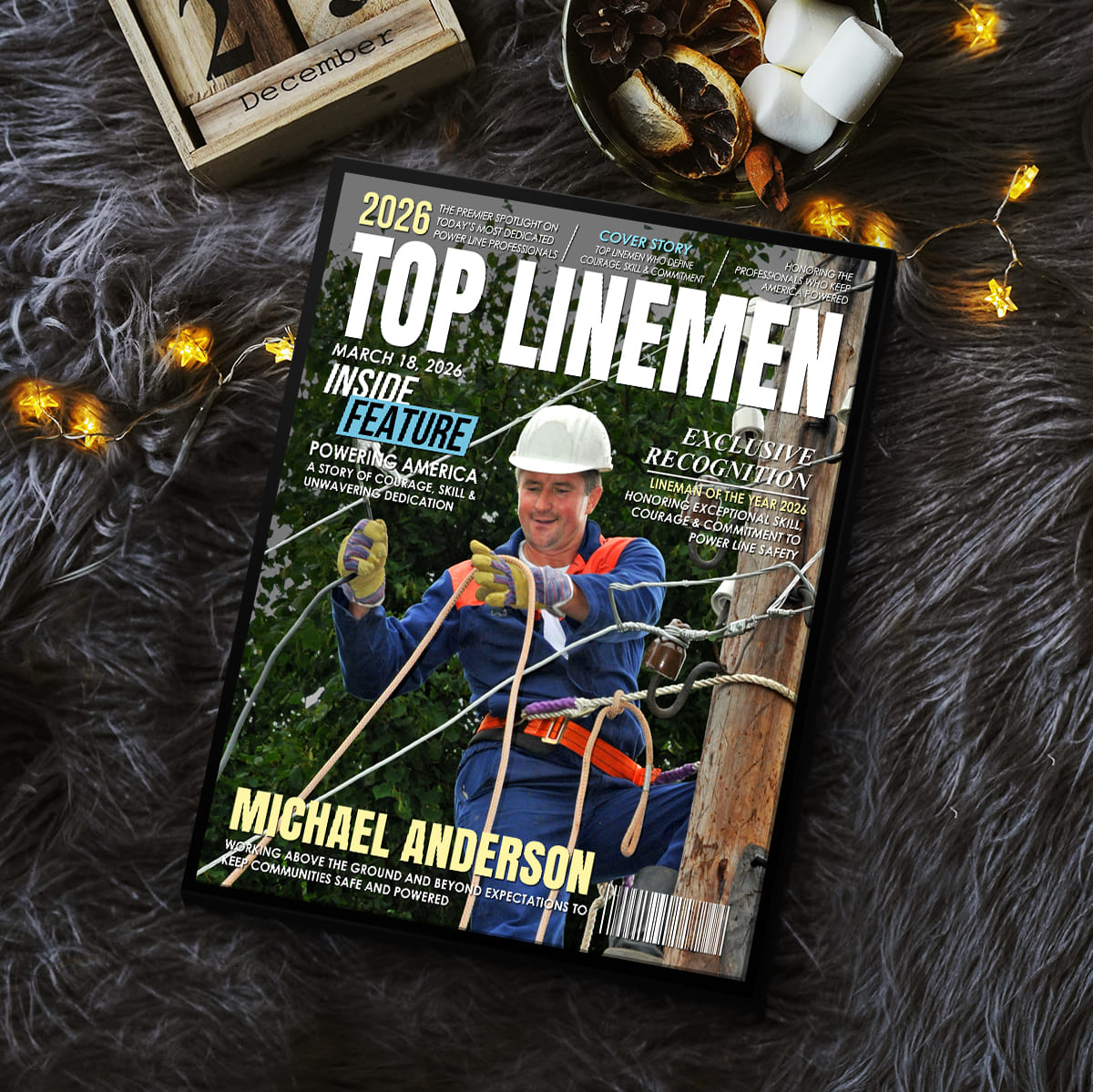 Personalized Top Lineman Magazine Canvas – Custom Recognition Gift For Electrical Lineworkers