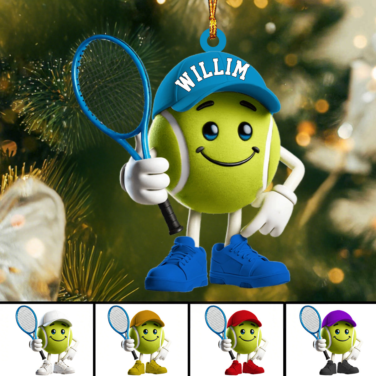 Cool Tennis Ball Christmas Ornament, Personalized Ornament, Tennis Lover Christmas Gift