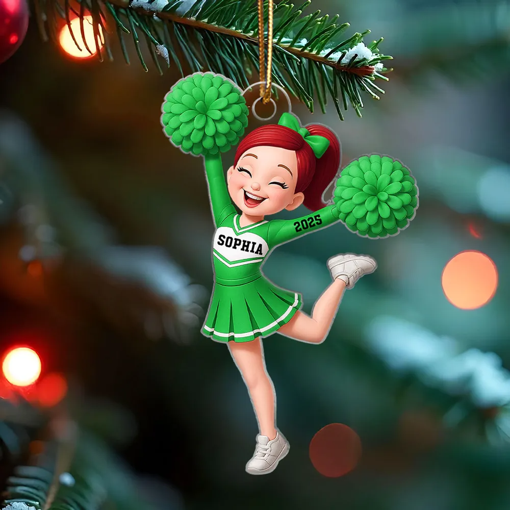 Personalized Cheerleader Girl  Acrylic Ornament, Christmas Gift for Daughter, for Granddaughter