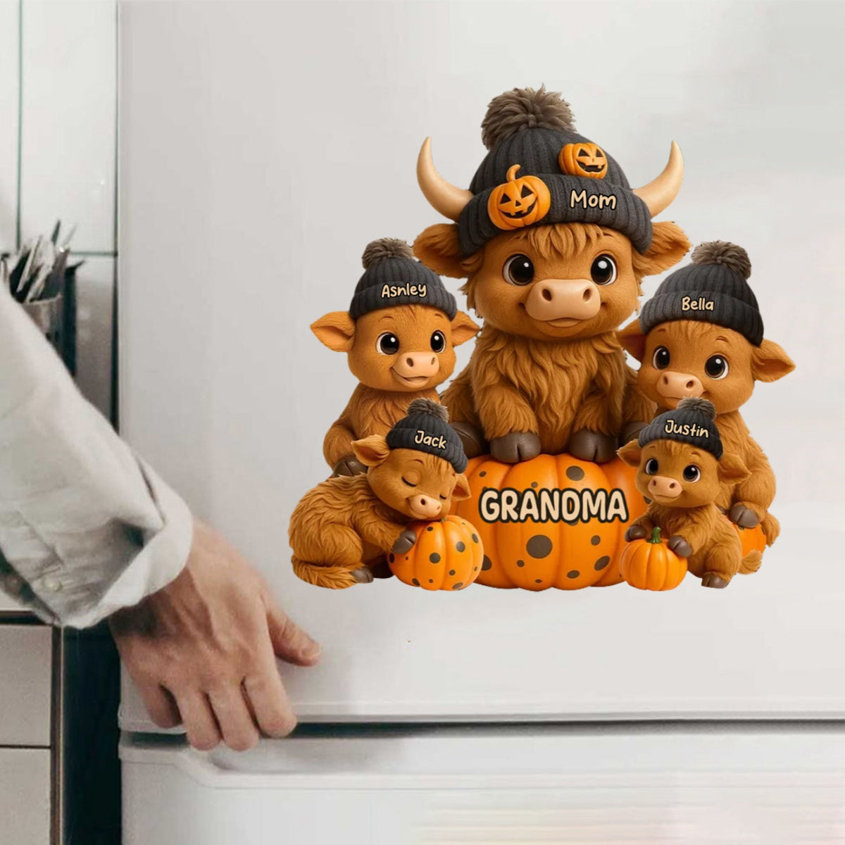 Mama Cow Personalized Standing Decal, Cozy Fall Vibe Halloween Decor for Mom, Grandma