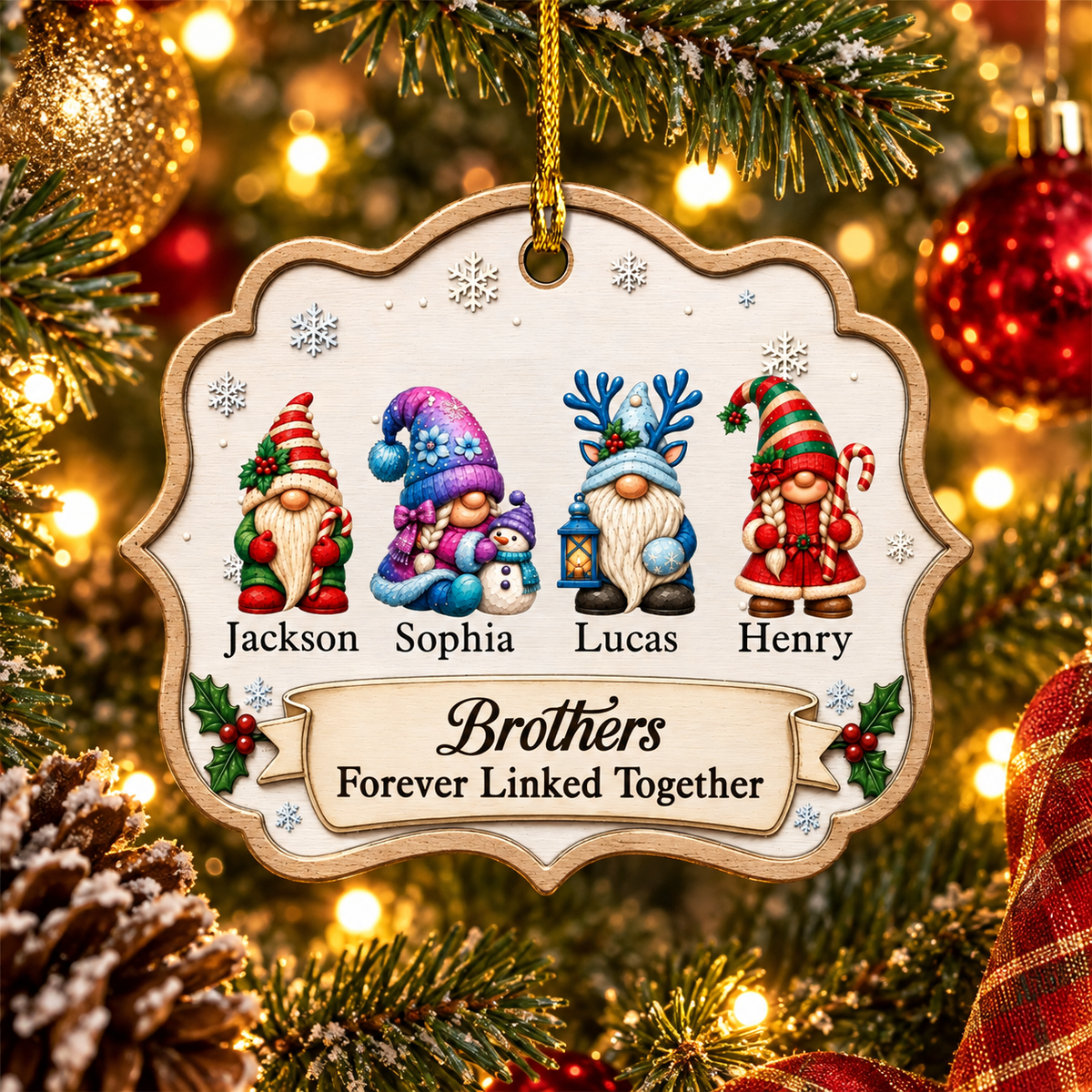 Personalized Family Acrylic Hanging Ornament | Holiday Keepsake