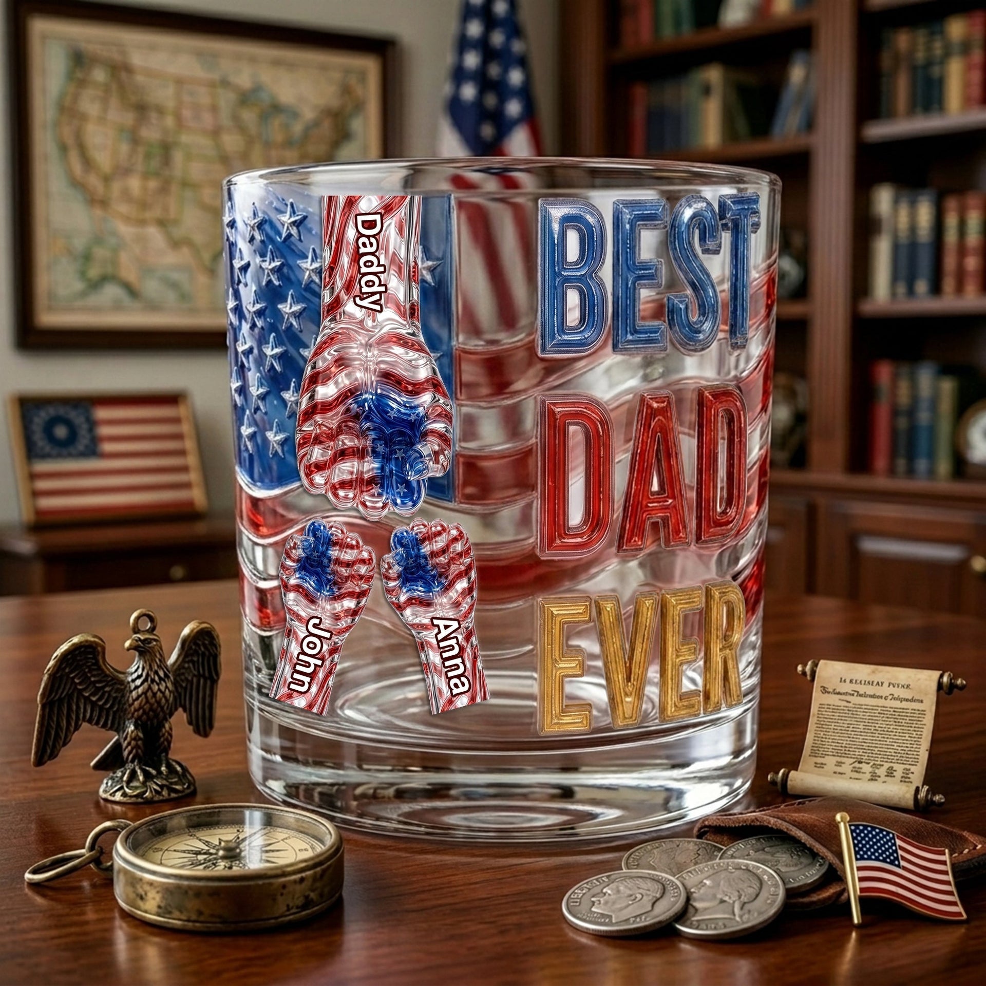 Personalized Drinking Glass – "Power Fist" Design – A Cool Gift For Dad