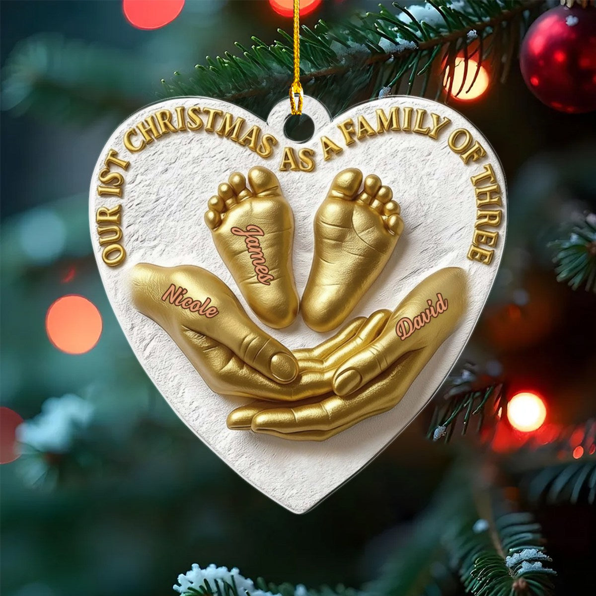 Our 1st Christmas as a Family of Three, Personalized Acrylic Ornament, Gift For New Parents