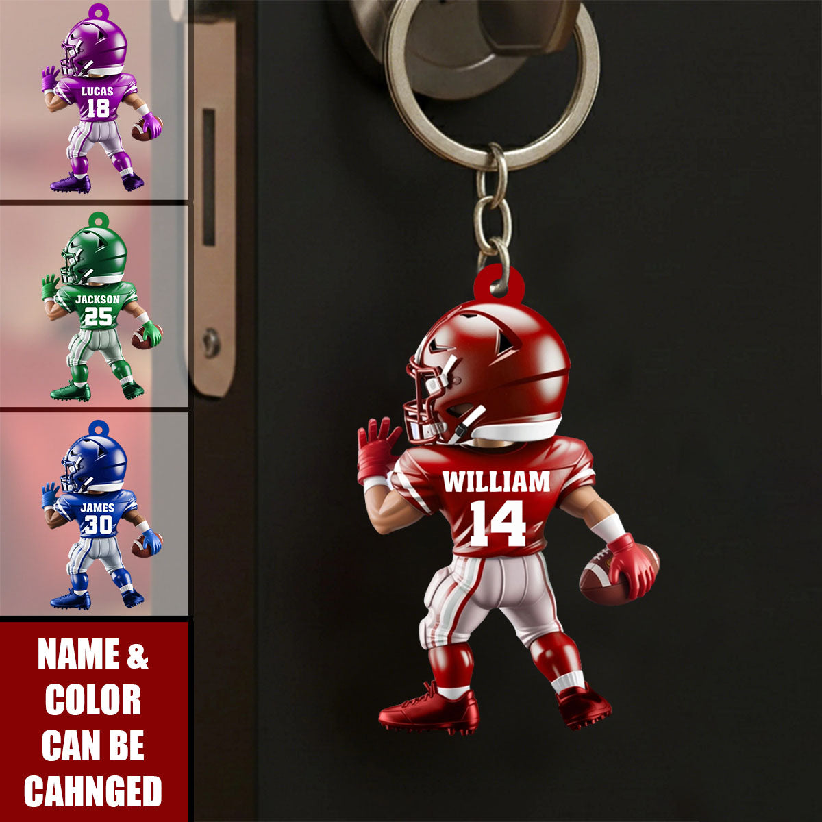 Personalized American Football - Custom Player Uniform Keychain