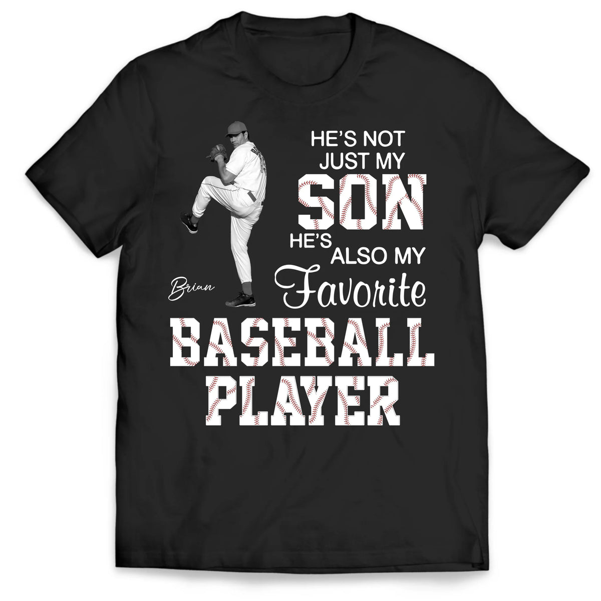 Personalized "Favorite Baseball Player" T-Shirt – Custom Photo Gift For Grandma's Grandson