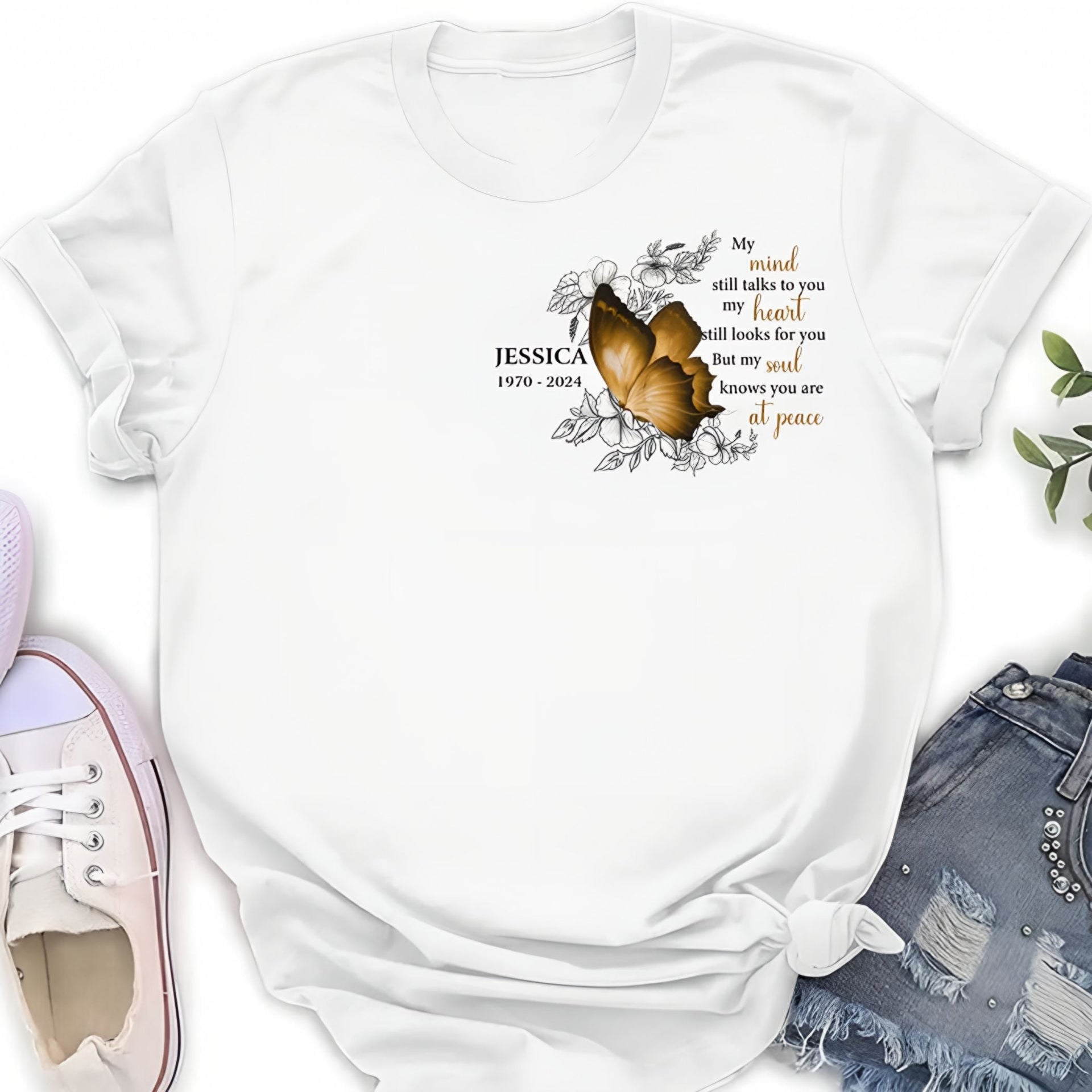 Personalized Butterfly Memorial T Shirt - Mother's Day Gift