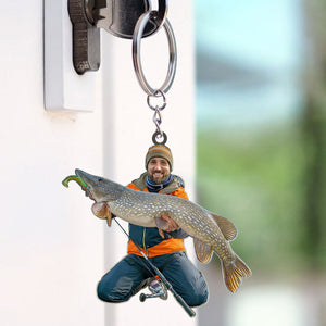 Fishing Big Fishes Custom Photo Personalized Acrylic Keychain Gift For Fisherman, Angler