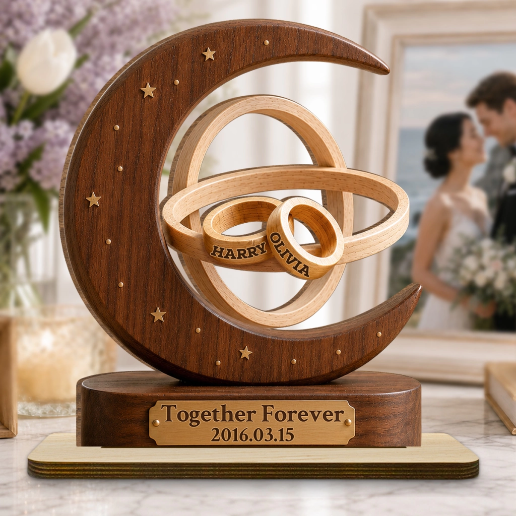 "Together Forever" Couple – Personalized Wood Plaque With Flat Base | Gift For Couples