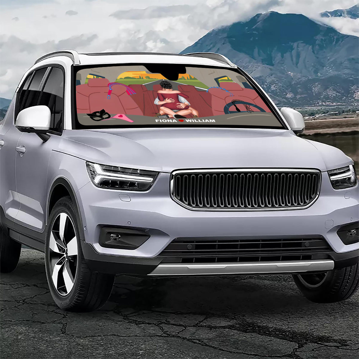 Couple Windshield Sunshade - Custom Love Design Personalized Car Sunshade Gift For Couple