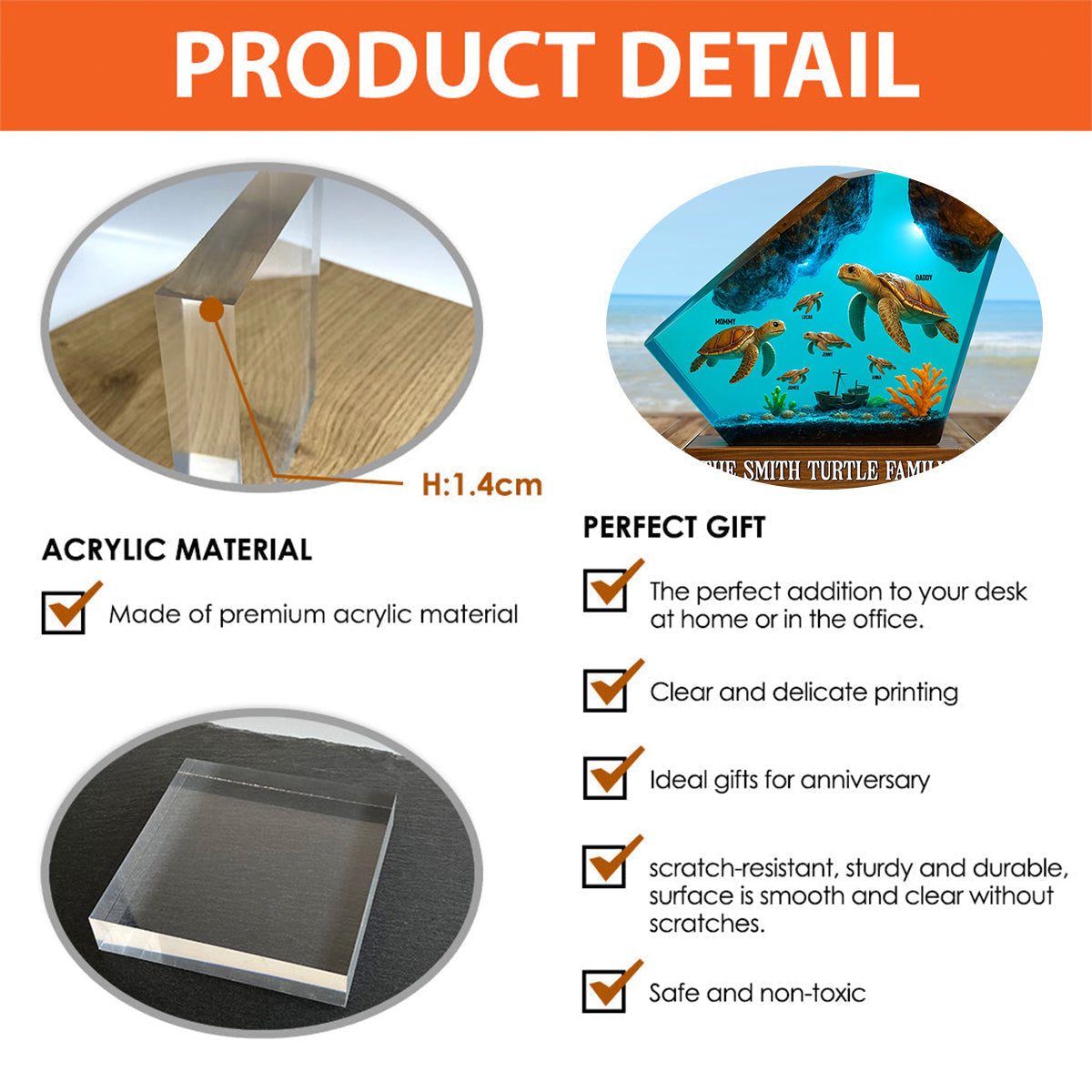 Custom Turtle Family Plaque - Personalized Gift with Names for Mom, Dad & Kids