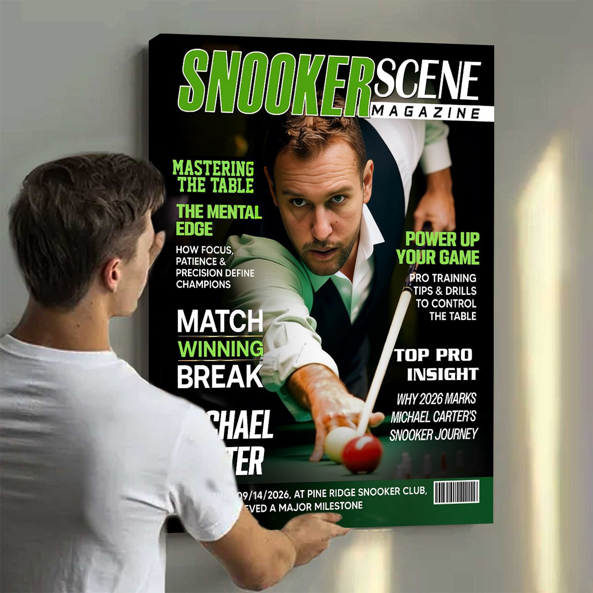 Billiards Lover Magazine Cover Canvas, Personalized Snooker Player Photo, Custom Snooker Achievement Gift, Billiards Lover Gift