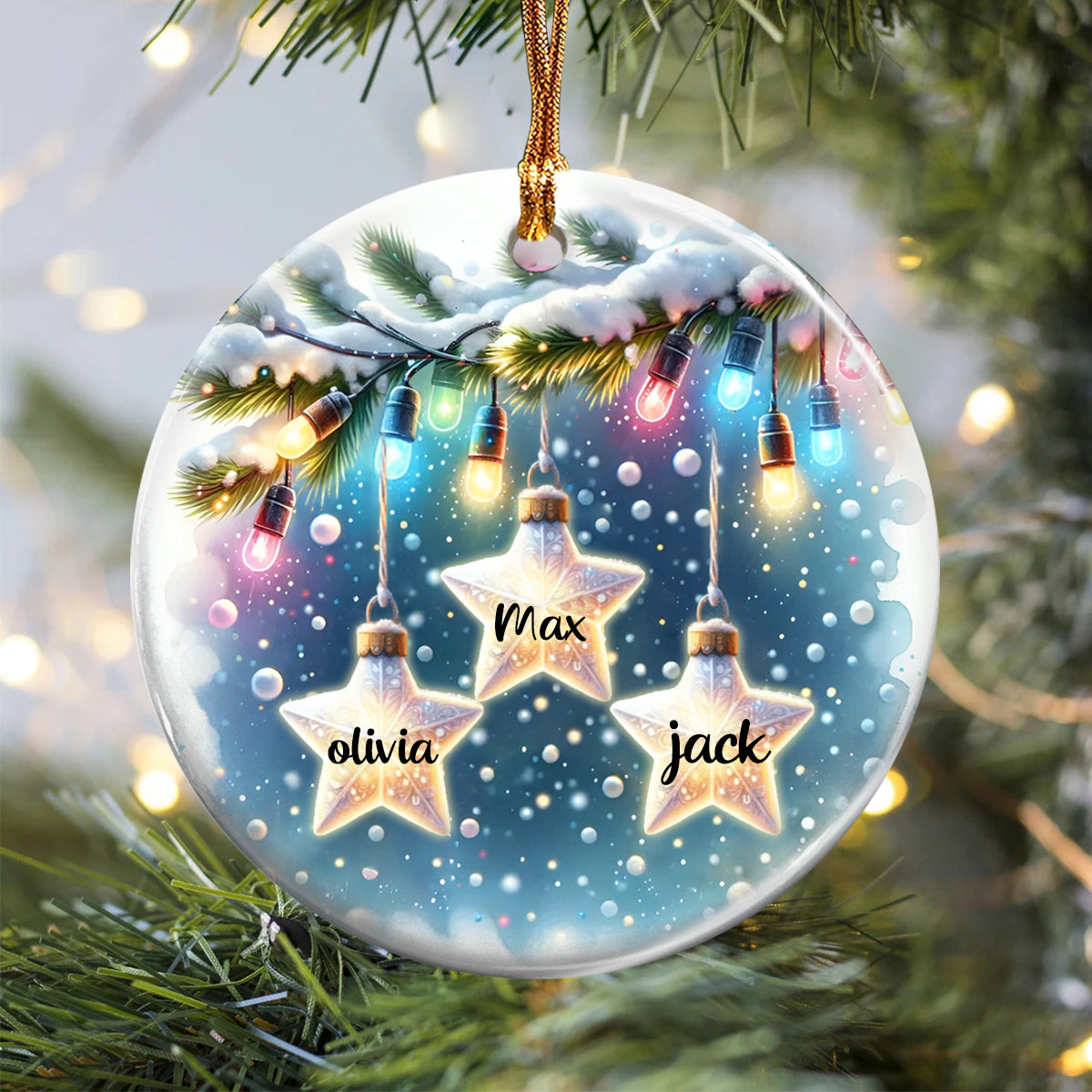 Personalized Star Family Christmas Ceramic Ornament