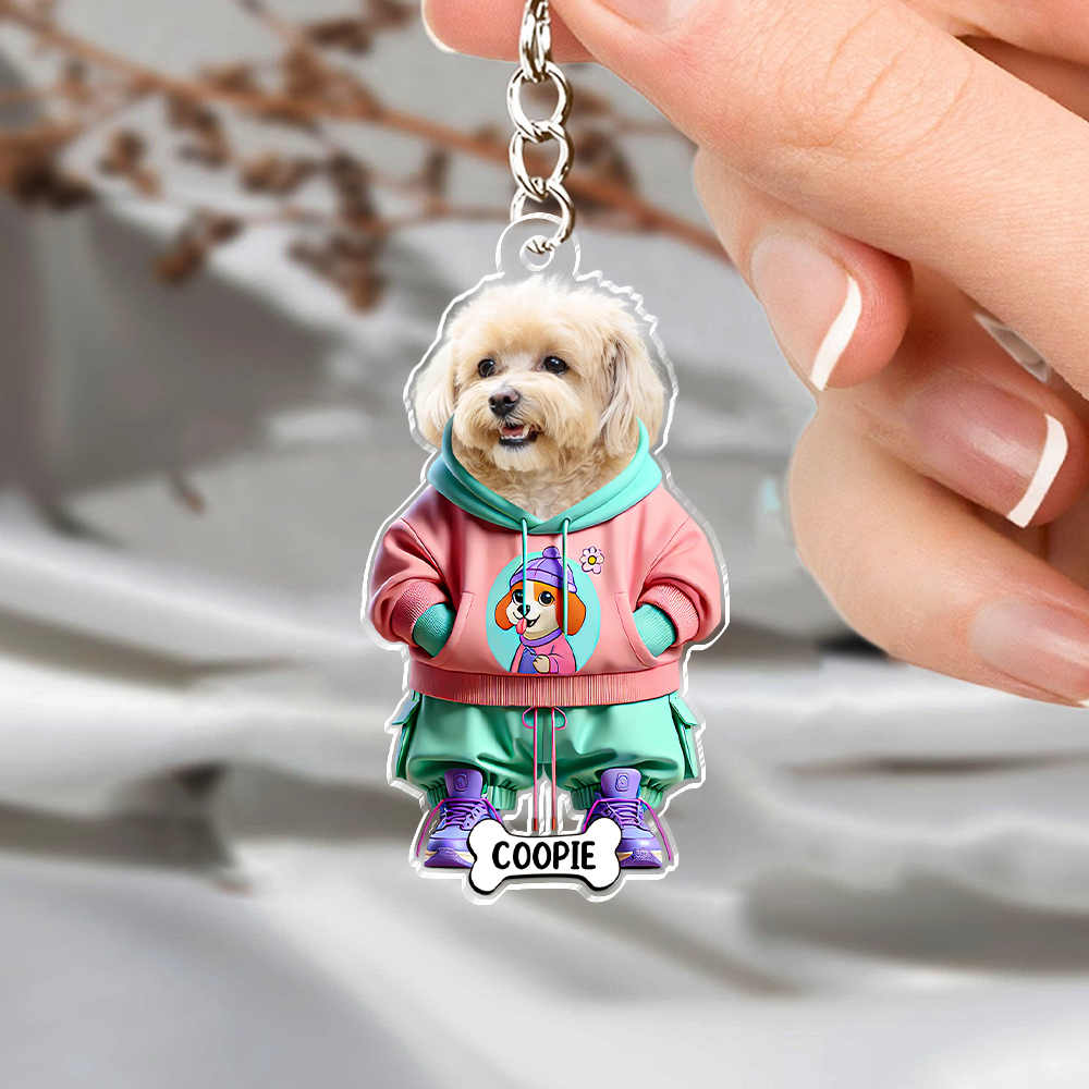Personalized Photo Cute Dog Cat Acrylic Keychain Gift For Dog Lovers Cat Lovers