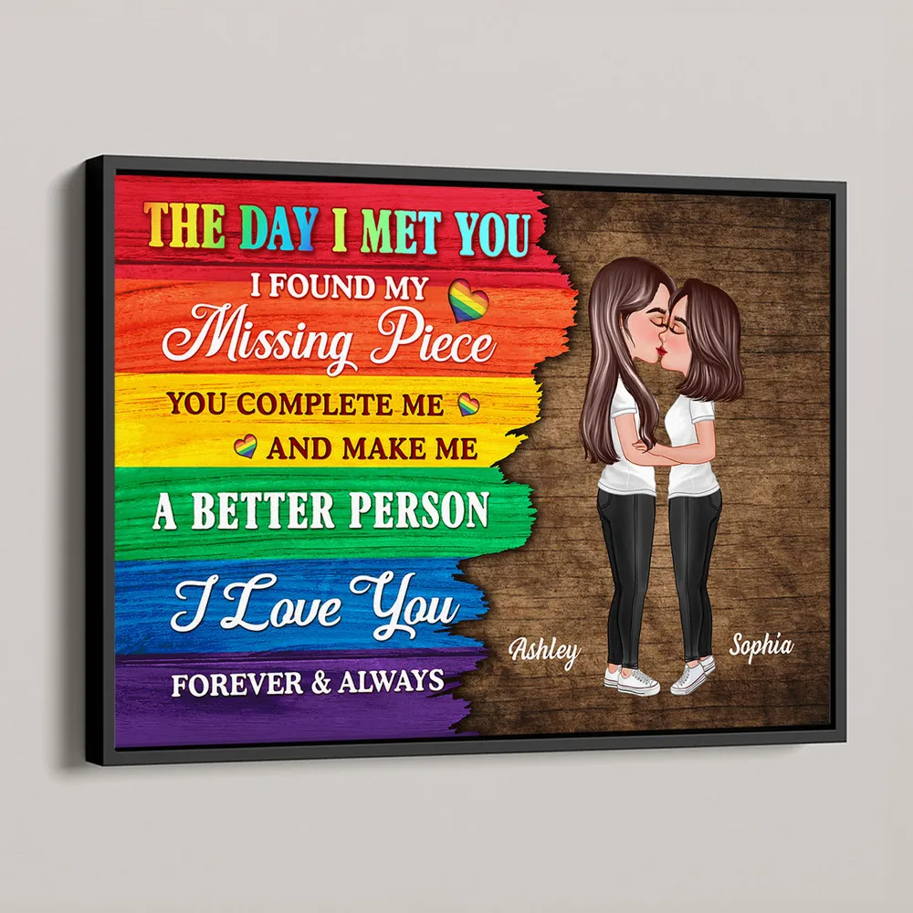 Half LGBT Flag Couple The Day I Met You Pride Month Personalized Poster
