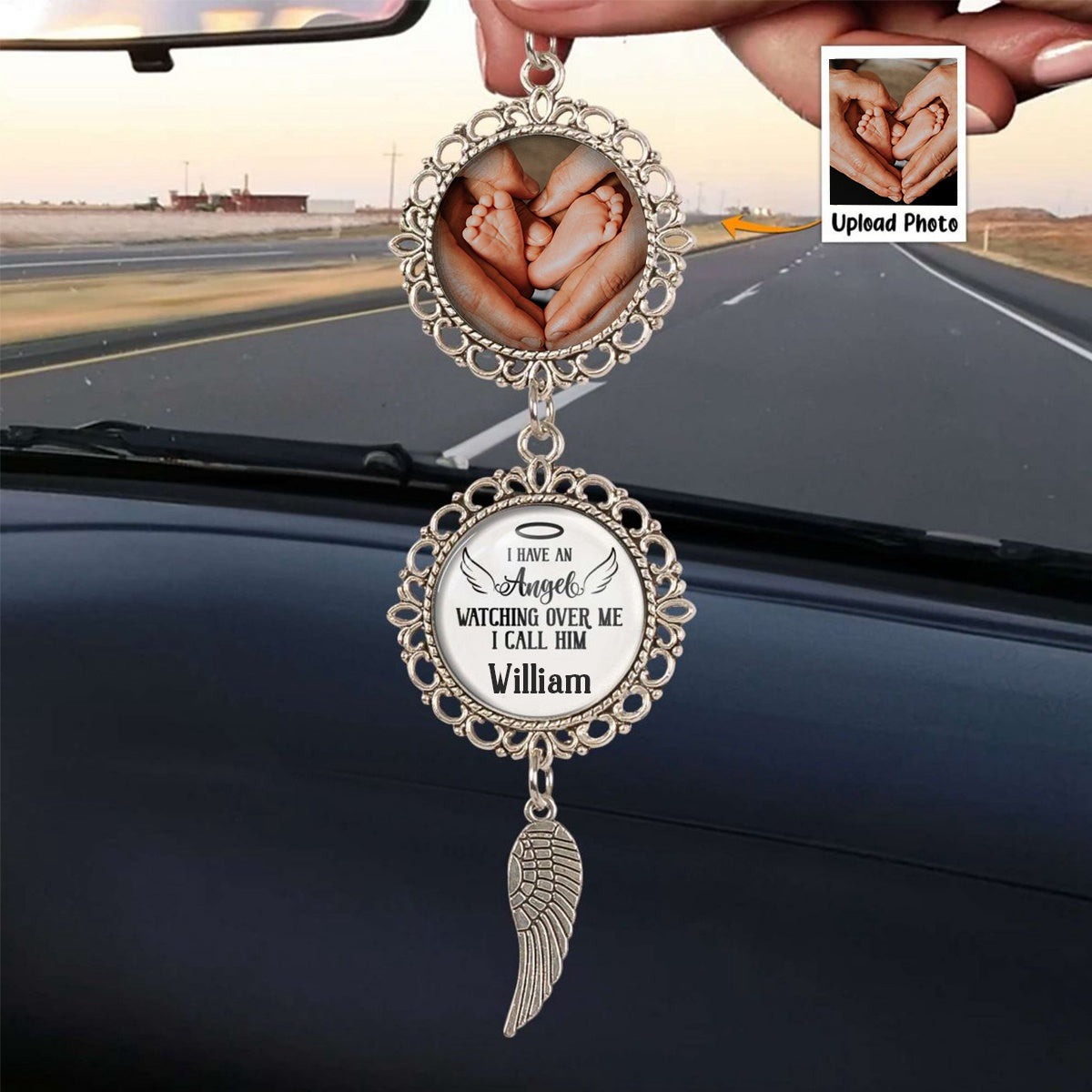 I Have An Angel Watching Over Me - Personalized Baby Photo Car Ornament