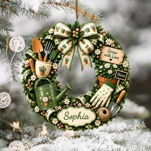 "Grow With Love" – Personalized Gardening Acrylic Hanging Ornament | Gift For Gardeners