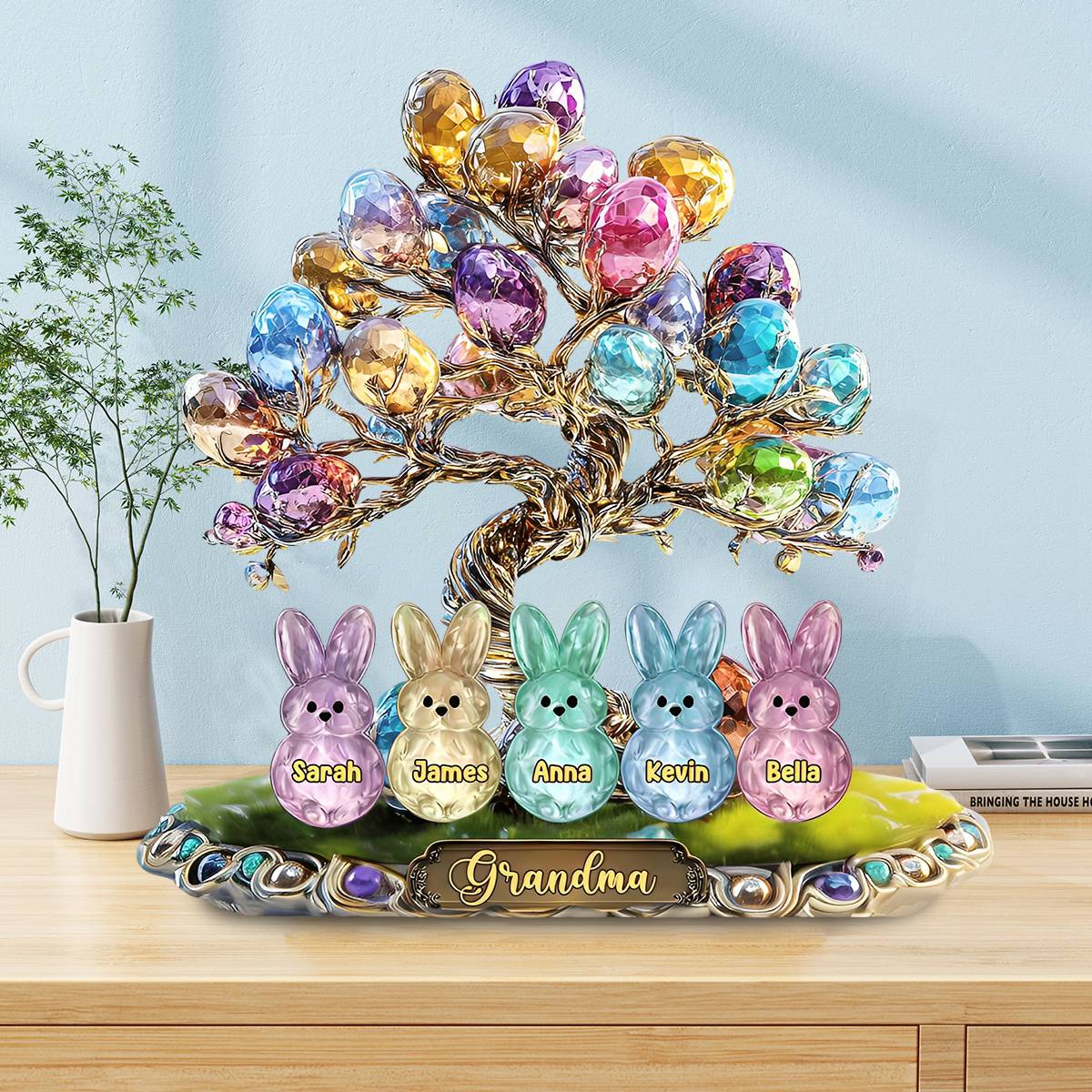 Grandma's Bunny - Personalized Easter Egg Tree Custom Shaped Acrylic Plaque