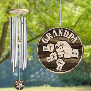 Personalized Grandpa Dad kids Hands Fist Bump Wind Chimes