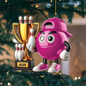Bowling Champion Custom Color And Name - Personalized Christmas Ornament