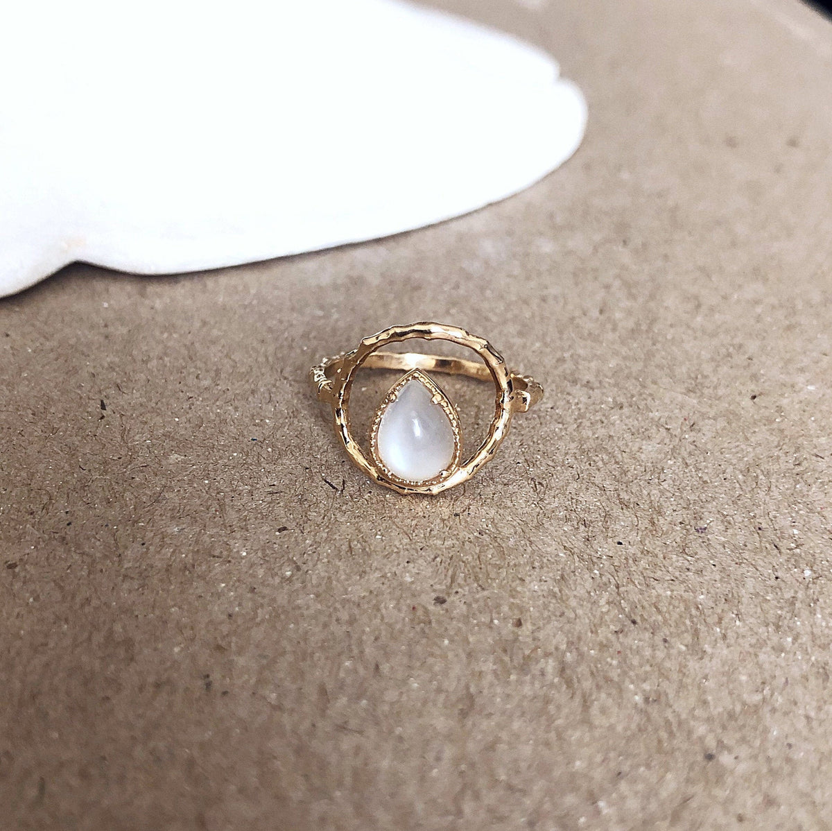 Natural Moonstone ring gold filled gem stone stacking dainty ring