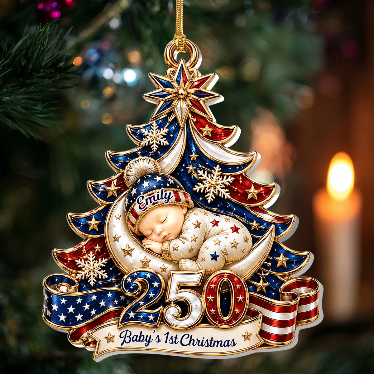 Personalized "Baby's 1st Semiquincentennial" Acrylic Ornament – 250th Anniversary Keepsake