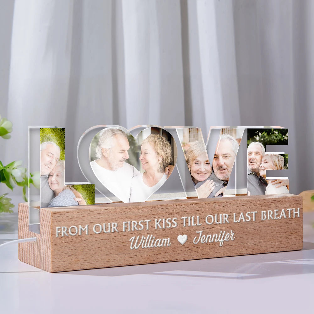 Custom Photo From Our First Kiss Till Our Last Breath - Personalized Custom Shaped LED Light