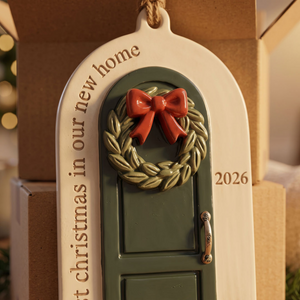 "First Christmas in New Home" – Personalized Acrylic Door Ornament | Custom Address Gift & Realtor Closing Gift