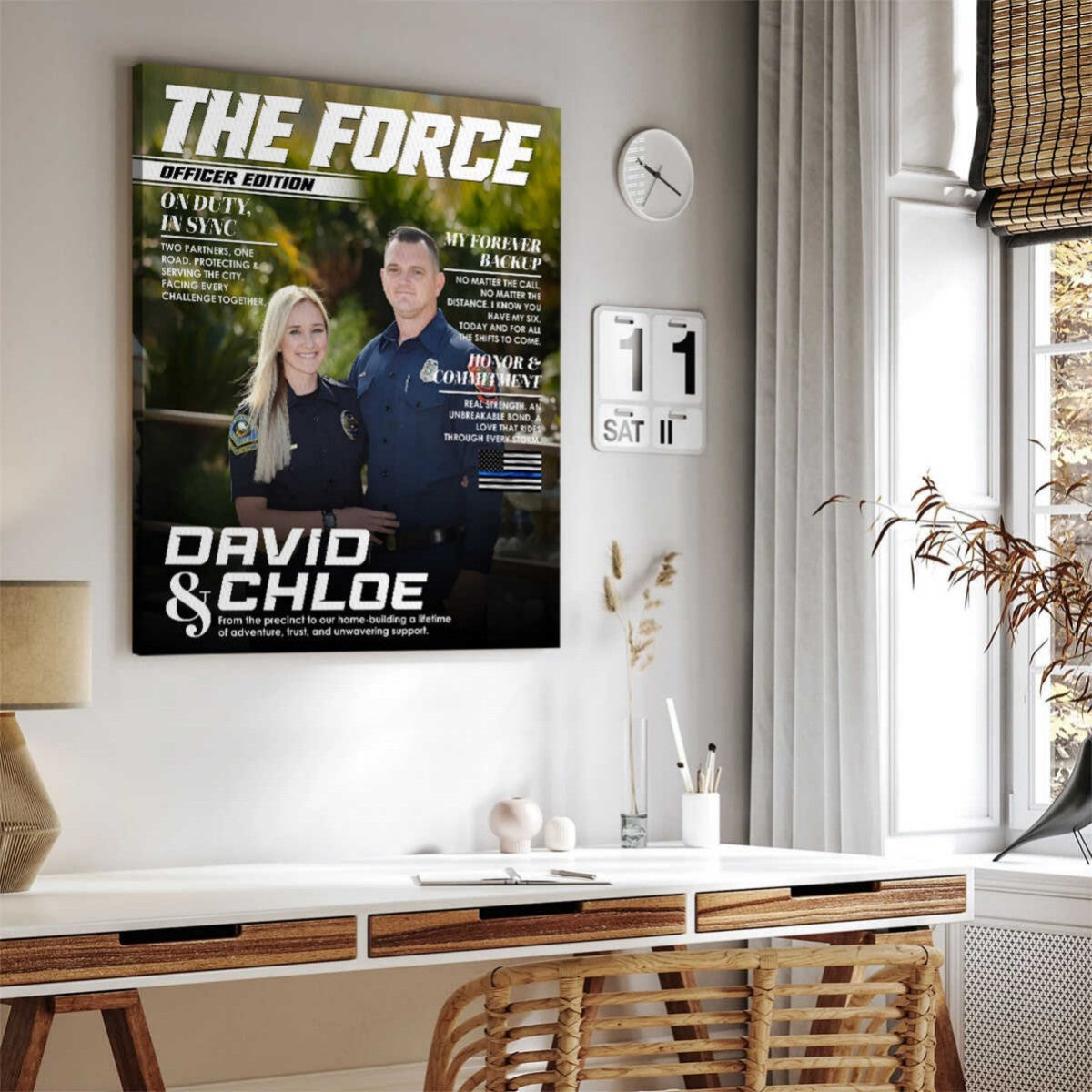 Custom Police Couple Magazine Cover, Law Enforcement Gifts for Couples, Police Anniversary Gift