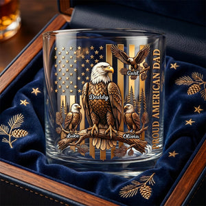 Gift For Dad – Personalized "Proud Eagle Dad" Round Glass