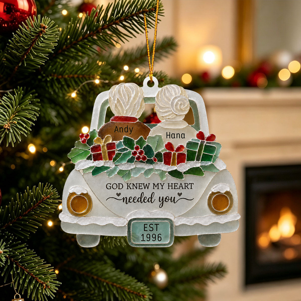 "God Knew My Heart Needed You" – Personalized Acrylic Hanging Ornament | Gift For Couples