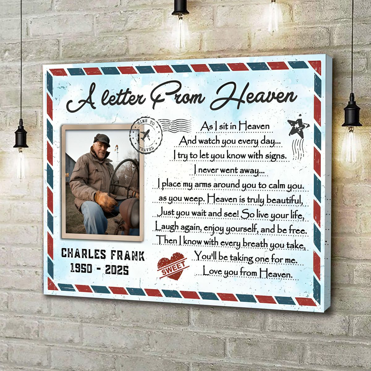 A Letter From Heaven – Personalized Memorial Gift For Loss Of Loved One Canvas Poster