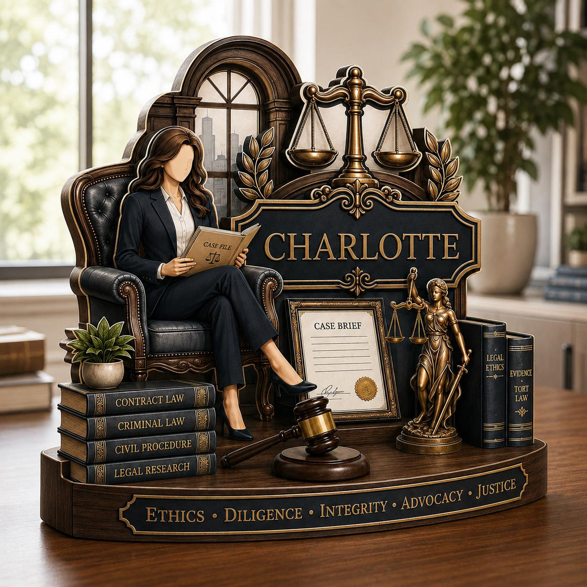 Custom Attorney Name Wooden Plaque – Personalized Law Graduation Gift | Scales Of Justice Decor For Lawyers