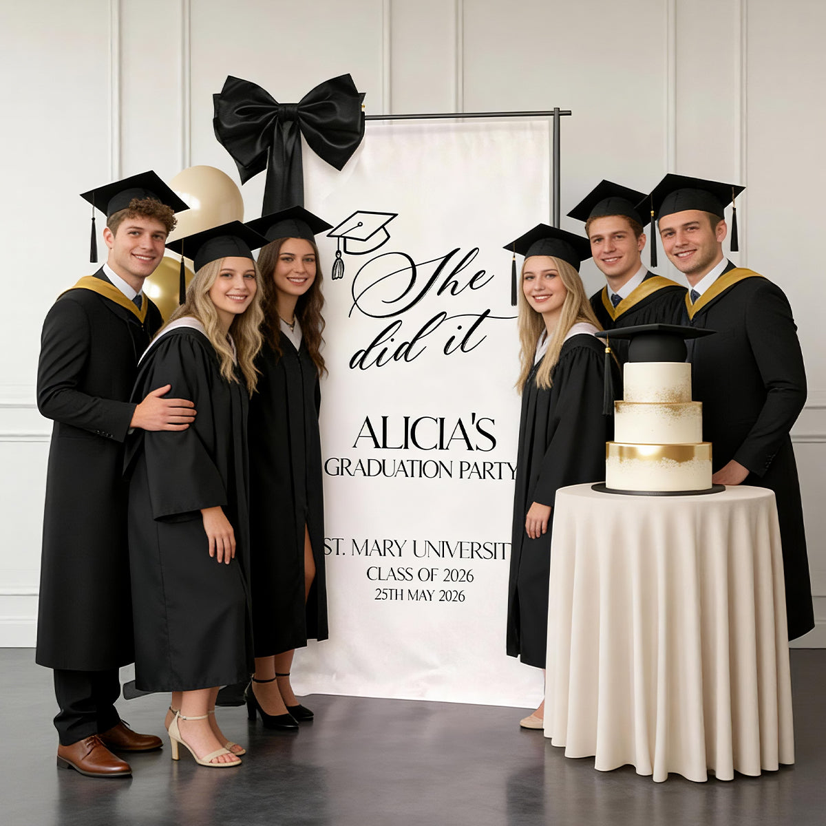 She Did It!Personalized Graduation Banner, Custom 2026 Graduate Name Welcome Sign