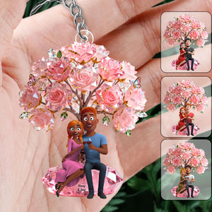 Cheers To Love Couple Acrylic Keychain - Personalized Gifts For Husband, Wife, Boyfriend, Girlfriend