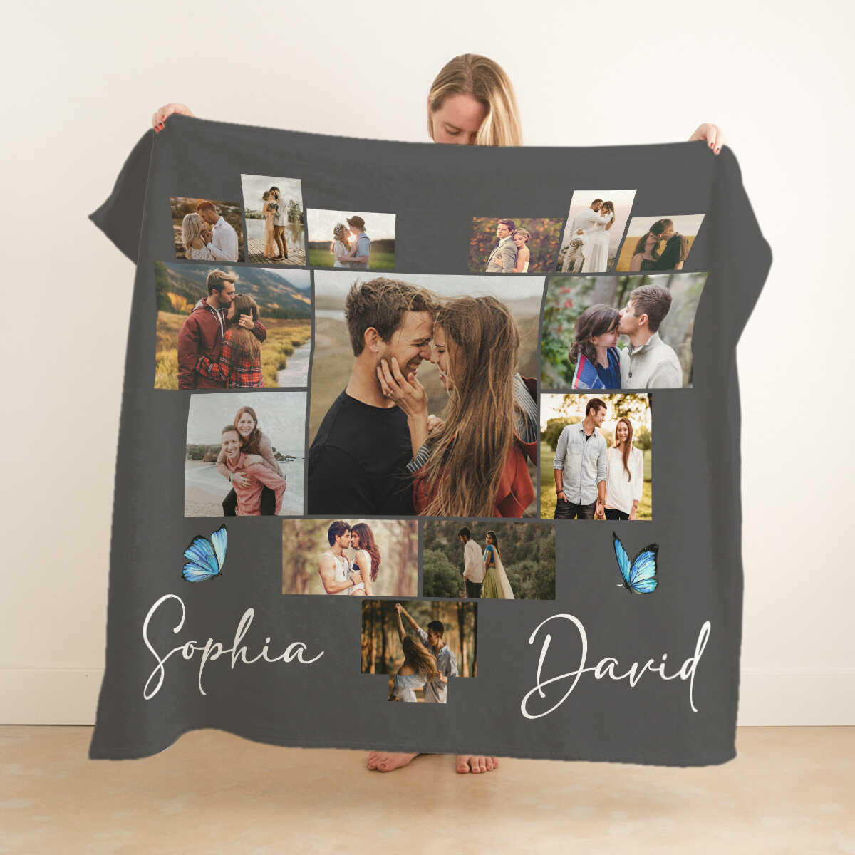 Custom Photo Blanket For Couples – Personalized Gift For Husband, Wife & Anniversary