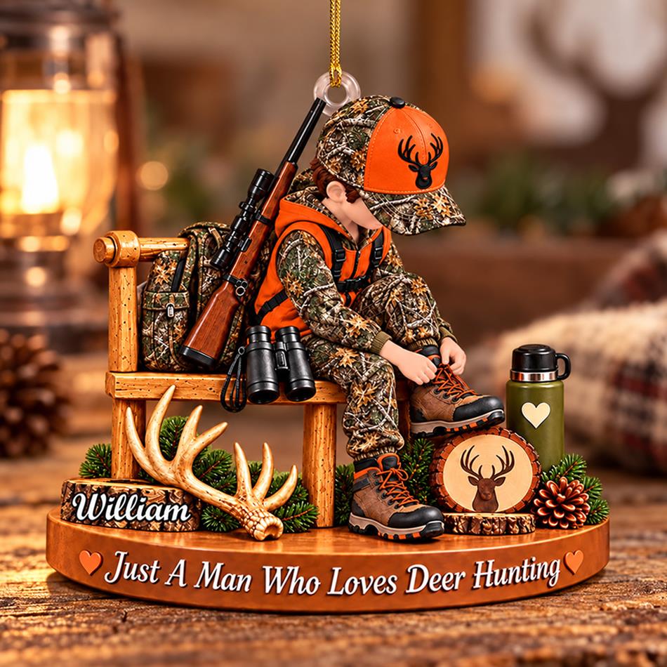 Just A Boy Who Loves Hunting – Personalized Christmas Ornament | Custom Name Keepsake Gift For Hunters