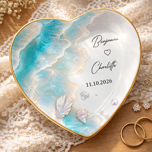 Personalized Ceramic Jewelry Dish – "Our Love Is Like The Ocean Waves" Design | A Romantic Keepsake Gift For Couples