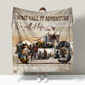 Custom Motorcycle Photo Collage Fleece Blanket – Personalized Gift For Bikers