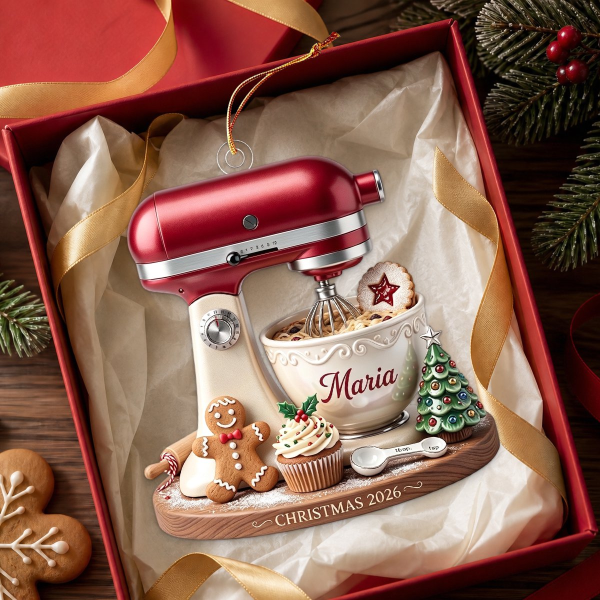 Personalized Stand Mixer Christmas Ornament, Custom Baker Gift, Acrylic Baking Decor