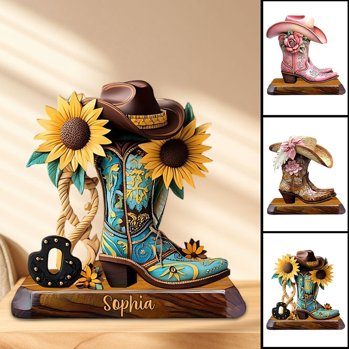 Personalized Cowgirl Boots Custom Shaped Acrylic Plaque